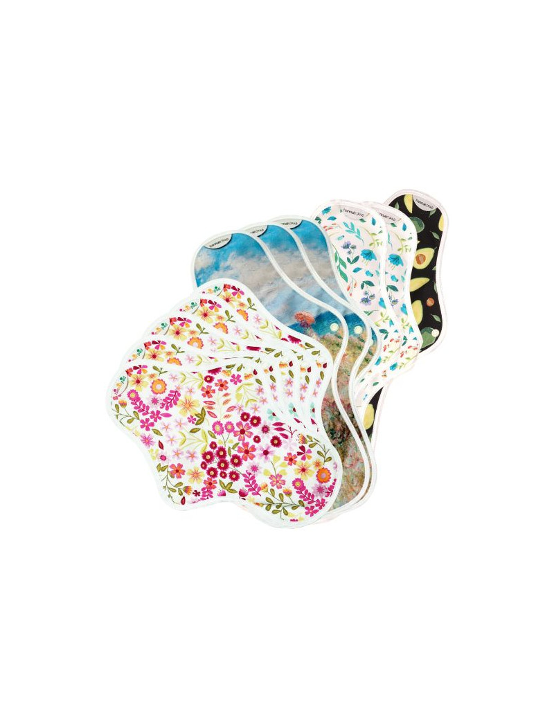 serviettes hygiéniques lavables, 5M+3L+2XL+1XXL, en coton bio, coffret FLUX FORT serviettes hygiéniques lavables, 5M+3L+2XL+1XXL, en coton bio, coffret FLUX FORT