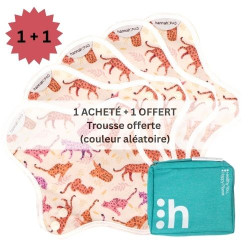 coffret 5 serviettes hygiéniques ,  SMALL, en coton bio, (1+1) - 1